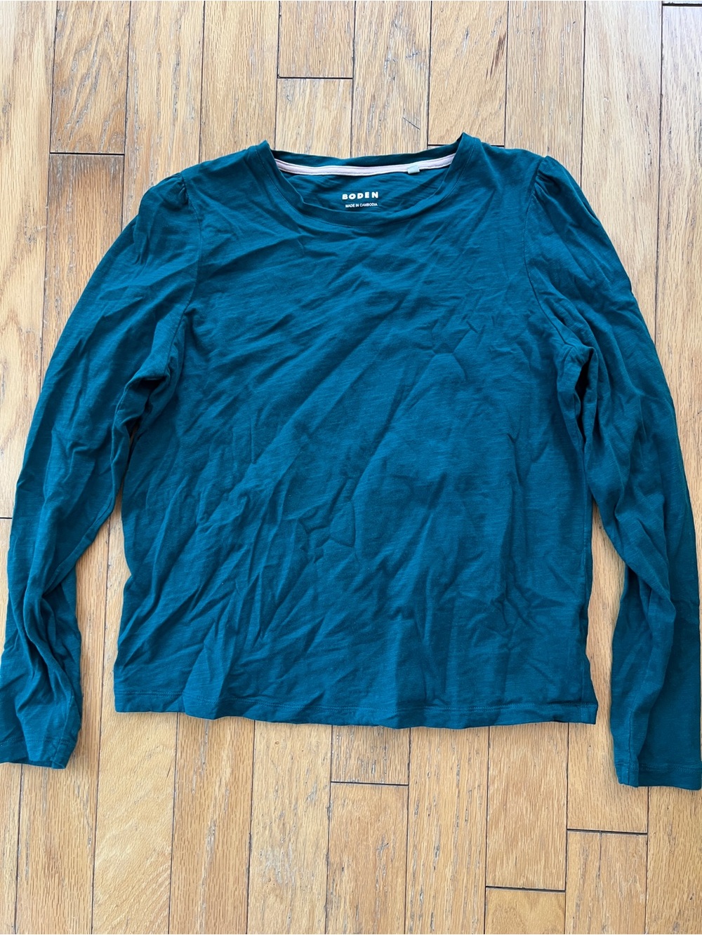 Boden Long-Sleeve Crew Neck Shirt in Deep Teal